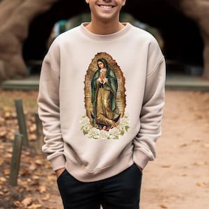 Sweat-shirt unisexe religieux Virgen de Guadalupe, haut de vacances, pull Notre-Dame de Guadalupe, t-shirt graphique religieux inspirant