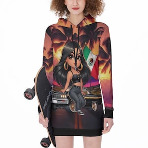Lowrider Art Print Hoodie: Women&#39;s Oversized Scuba Sweatshirt