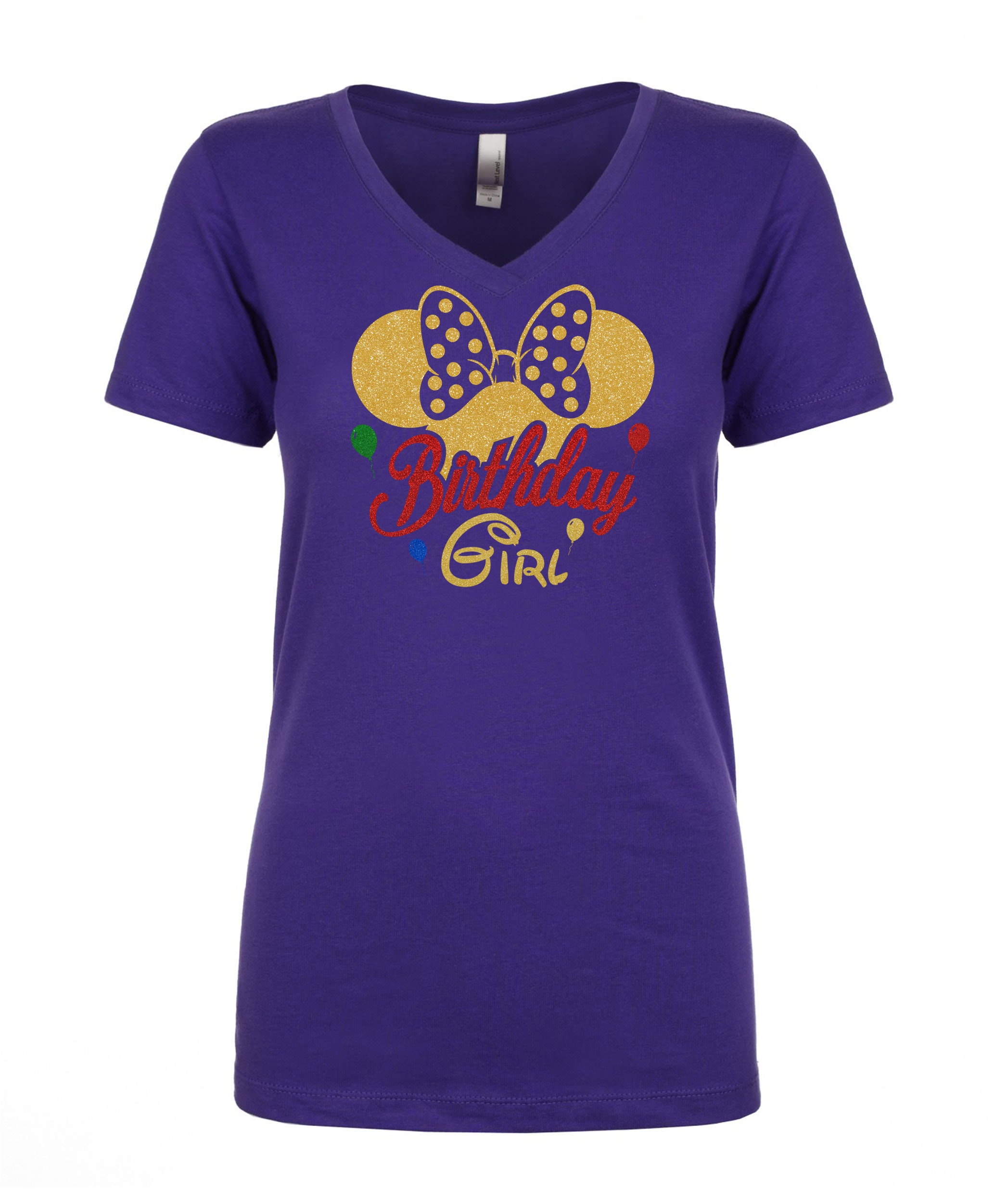 Minnie Mouse Birthday Girl Shirt Glitter on Cotton Next Level | Etsy
