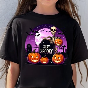 Halloween Toddler Shirt, Cute Skeleton Characters, Perfect for Halloween Fun, spooky tee for kids, halloween shirt, Spooky Pumpkin Shirt