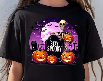 Halloween Toddler Tee, Skeleton Pumpkin Graphic Shirt