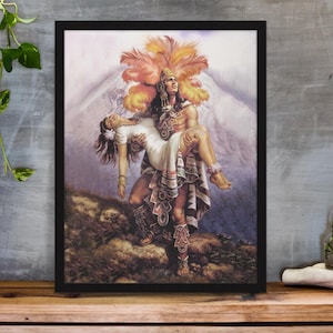 Azteekse krijger Art Print: Meso-Amerikaanse mythologie, Popocatépetl en Iztaccíhuatl