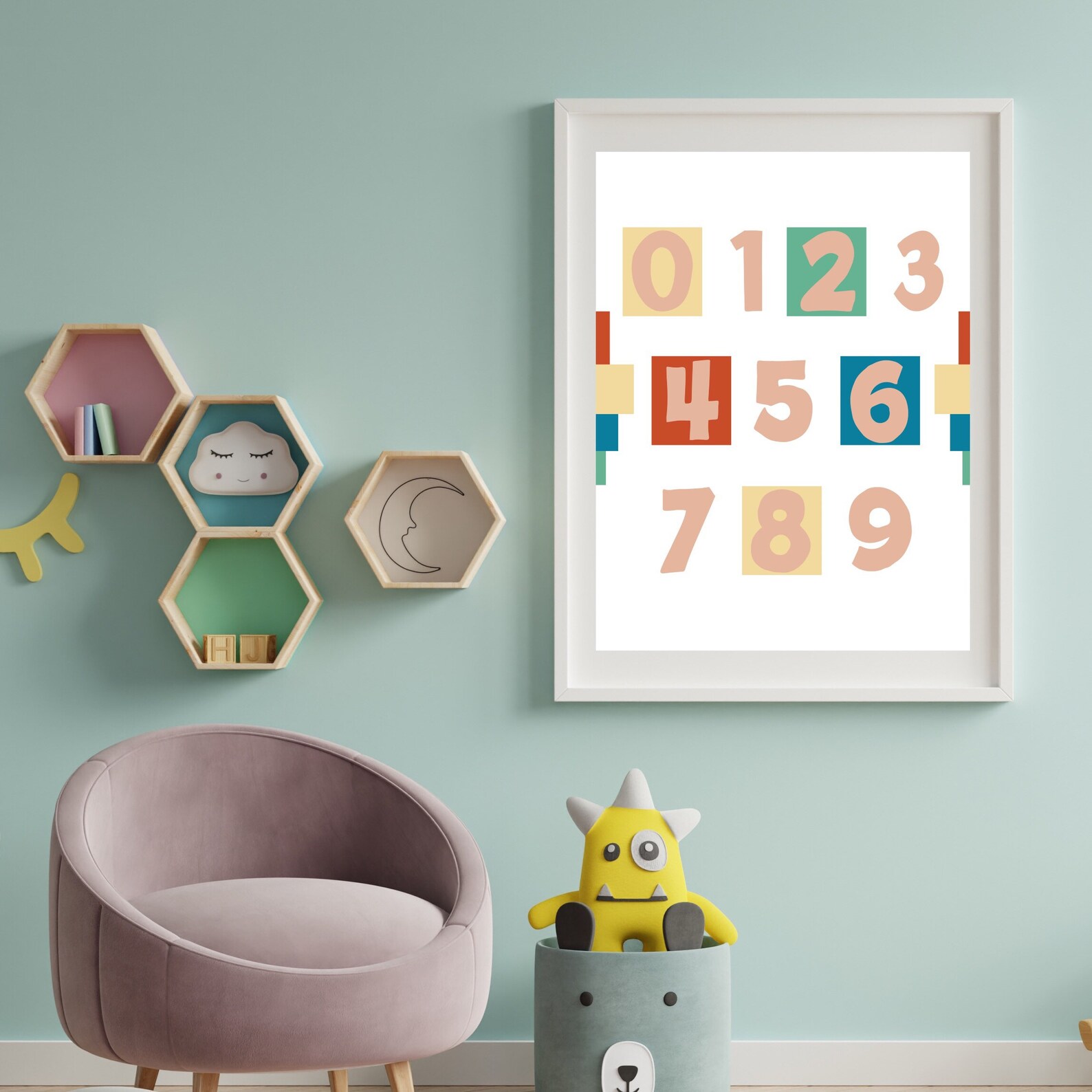 Number Printable Wall Art Nursery Poster ABC Digital Print Etsy