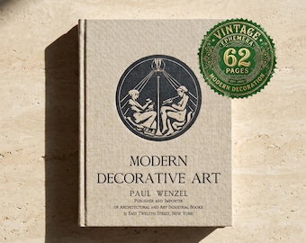 Art Nouveau Decorative Pages, 1910 Vintage Scrapbook Paper, Modern Ornament Clipart (Digital Download)
