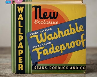 1934 Sears Wallpaper Sample Book, Vintage Ephemera, Vintage Backgrounds, (Digital Download)
