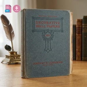 1909 Janeway & Carpender Wallpaper Book, Art Nouveau Ephemera, Edwardian Junk Journal Pages (Digital Download)