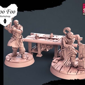 Human Carpenter Set 32mm 3D resin printed fantasy gaming terrain STL Miniatures