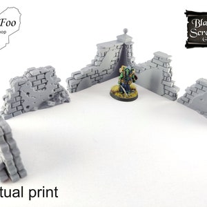 廃墟の角壁 3D プリント スキャッター テレイン 28 mm/32 mm - Black Scroll Games