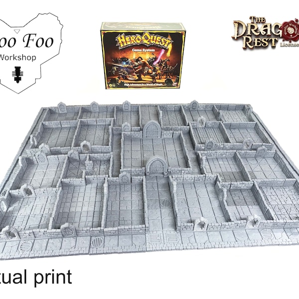 Gran tablero de juego Dungeon compatible con Heroquest - Impreso en 3D - Dragons Rest