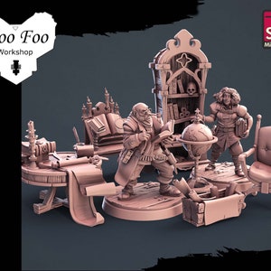 Librarian Set 32mm 3D resin printed fantasy gaming terrain STL Miniatures