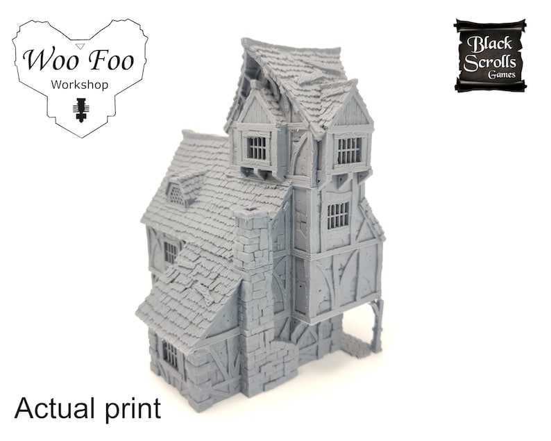 City Of Tarok Medieval Mansion with tower 3D printed scatter terrain 28mm32mm