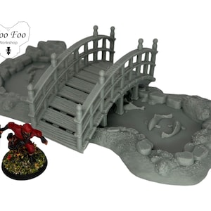 Guzei Bridge with Pond 3D printed Japanese Samurai Terrain 32mm - Nippon Saga