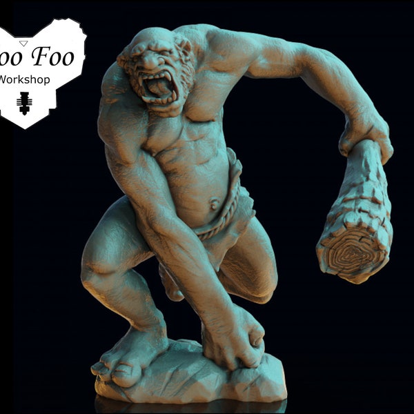 Hill Troll 3D printed in Resin 32mm fantasy, Print My Minis