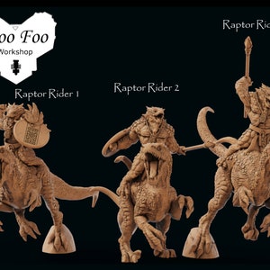Lizardmen Raptor Riders 3D printed in Resin 32mm fantasy Print My Minis