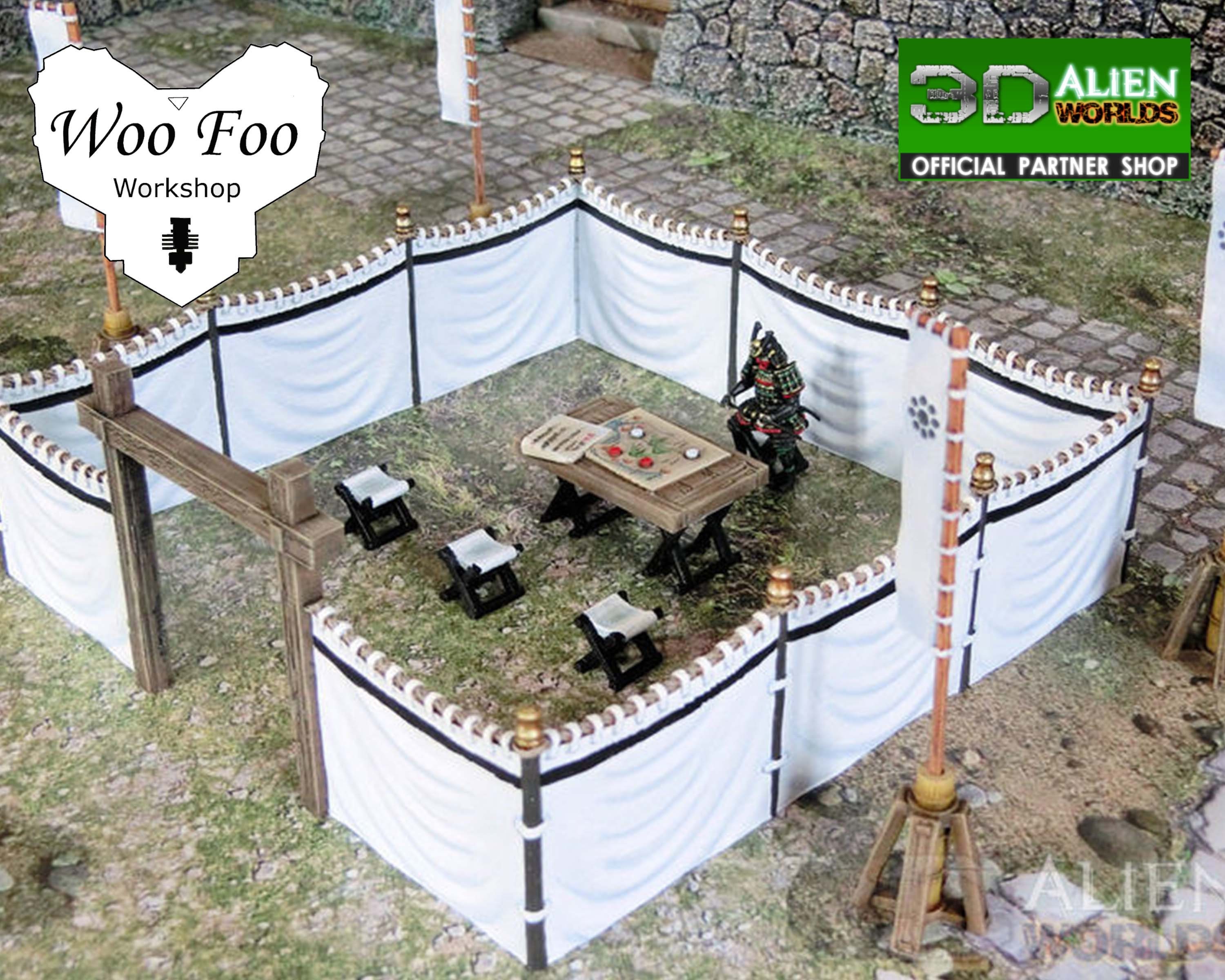Samurai Jinmaku Curtains Set 28mm 3D Printed Gaming Terrain
