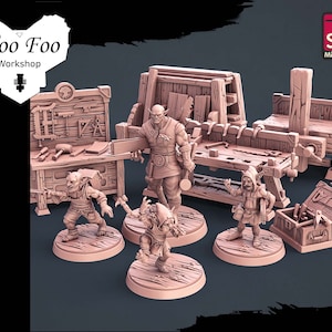 Carpenters Set 32mm 3D resin printed fantasy gaming terrain STL Miniatures