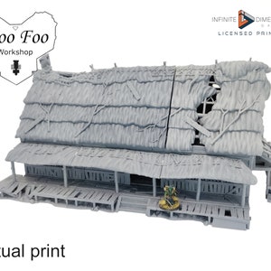 Wightwood Abbey Thatched Longhouse 3D printed Terrain - Infinite Dimensions