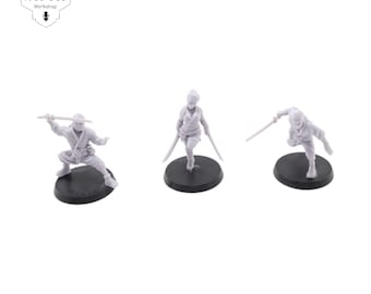 Samurai Ninja x 3 28mm Resin 3D printed terrain test of honour Asian Adventures