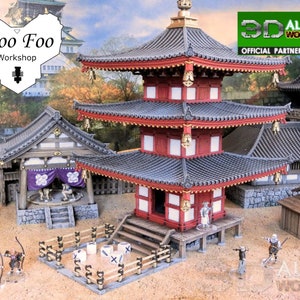 Samurai Pagoda Dice Tower 28 mm Terreno di gioco stampato in 3D - 3D Alien Worlds