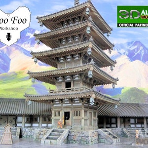 Samurai Pagoda 28 mm Terreno di gioco stampato in 3D - 3D Alien Worlds