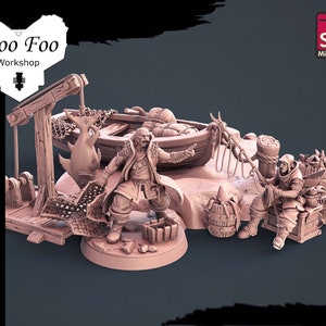 Fishermen Set 32mm 3D resin printed fantasy gaming terrain STL Miniatures