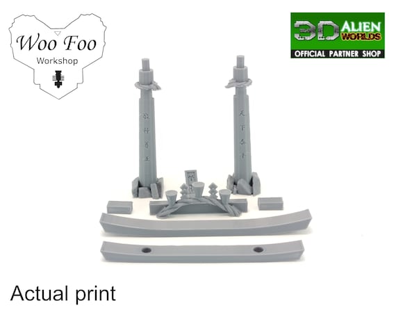 Samurai Small Torii Gate Symbols and Rope 28mm 3D Printed