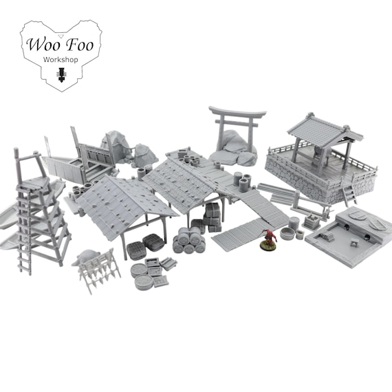 Samurai Fishing Village Set 28mm 3D printed Gaming terrain - 3D Alien Worlds