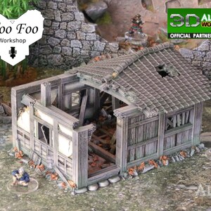 Samurai Ruined Hut 28mm 3D printed Gaming terrain - 3D Alien Worlds image 2