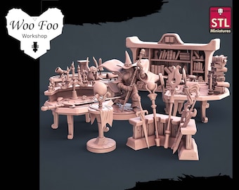 Jeu de figurines Wizard Set, 32 mm, imprimé en résine 3D, terrain de jeu fantastique 3D