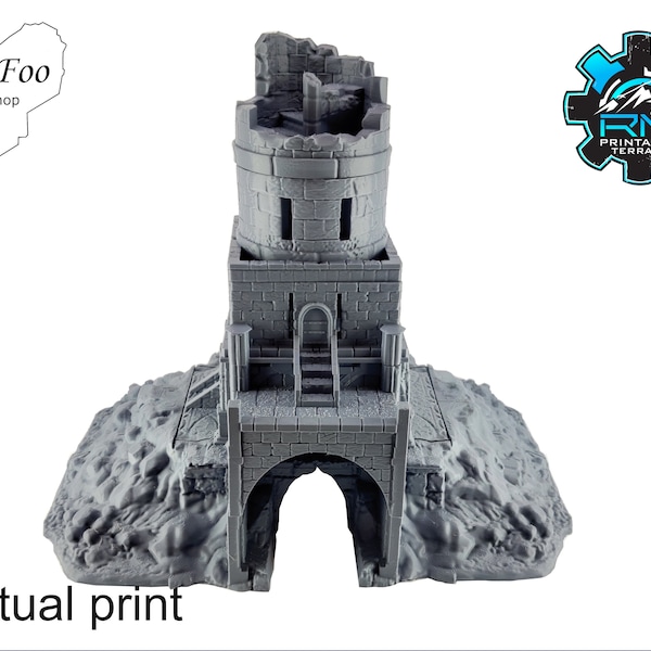 Ruined whitstone keep 3D printed 28mm fantasy scatter terrain warhammer warcry