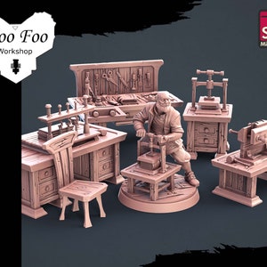 Bookbinding Set 32mm 3D resin printed fantasy gaming terrain STL Miniatures