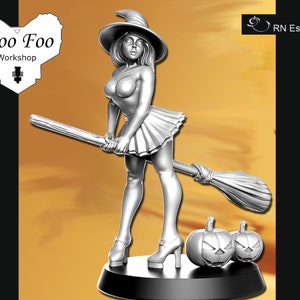 Strega di Halloween con zucche stampate in 3D in Resin Fantasy - RN Estudio