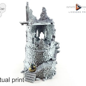 Wightwood Abbey Ruined Rookery Tower 3D printed Terrain - Infinite Dimensions