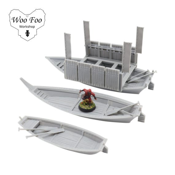 Samurai Fishing Village Boats 28mm 3D printed Gaming terrain - 3D Alien Worlds