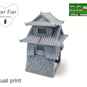 Samurai Castle Corner torn 28 mm 3D-printad terrängprov av heder 3DAlienworld