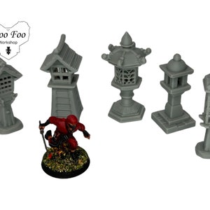 Toro Lanterns Set 3D printed Japanese Samurai Terrain 32mm - Nippon Saga