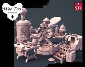 Ensemble d&#39;alchimistes, 32 mm, terrain de jeu fantastique imprimé en résine 3D - Miniatures STL