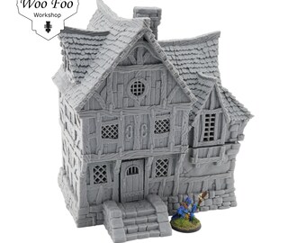 Casa de huéspedes de la ciudad de Tarok 2, terreno disperso impreso en 3D de 28 mm/32 mm de fantasía