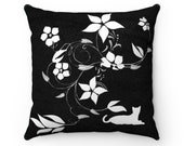 Faux Suede Square Pillow Flower Cat