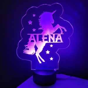 Gepersonaliseerde Unicorn Led Sign bureaulamp / Nachtlampje voor kinderen kamer of slaapkamer / Ze shed lamp