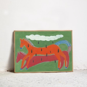 Mares I.ART PRINT wall print painting. animal ILLUSTRATION. art for home deco horses paint for wall. Illustration frame for the animal wall