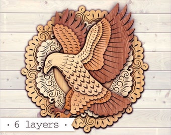 Download Clip Art Bald Eagle Dxf Files For Cricut Silhouette Eagle 3d Layered Mandala Svg Art Collectibles