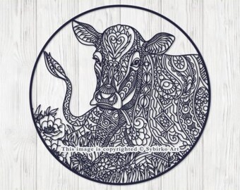 Download Mandala Cow Svg Etsy