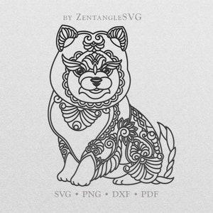 Pomeranian Dog Svg. Mandala Dog Svg. Dog Svg. Cricut, Silhouette cut file. Svg, Png, Dxf files for printing, vinyl cutting, decal, sticker.