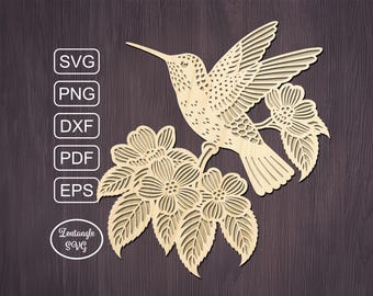 Birds Svg papercut, hummingbird paper cutting, laser cut . Digital template for lasercut, paper cut, Cricut/Silhouette/Glowforge files.