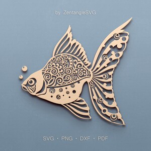 Goldfish Svg. Digital SVG PNG DXF for laser cut, paper cut, Cricut/Silhouette/Glowforge files. Flower, Floral, Fish, Mandala, Gold Fish Svg.