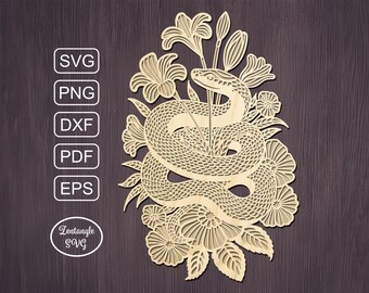 Halloween snake Svg papercut, paper cutting, flowers laser cut . Digital template for lasercut, paper cut, Cricut/Silhouette/Glowforge files