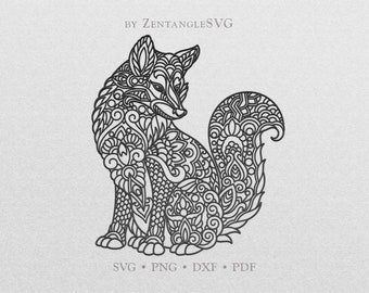Mandala Fox Svg. Fox Mandala Svg. Fox Svg. Cricut, Silhouette cut file. Svg, Png, Dxf files for printing, vinyl cutting, decal, sticker.