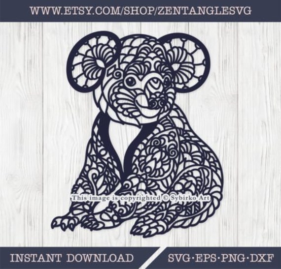 Koala Svg Koala Bear Svg Zentangle Mandala Koala Svg Etsy