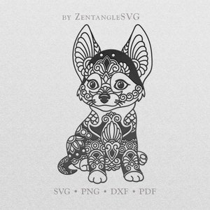 Chihuahua Dog Svg. Mandala Dog Svg. Dog Svg. Cricut, Silhouette cut file. Svg, Png, Dxf files for printing, vinyl cutting, decal, sticker.